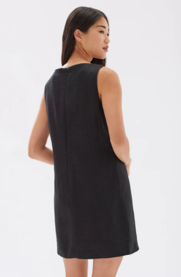 Nadine Linen Mini Dress Black