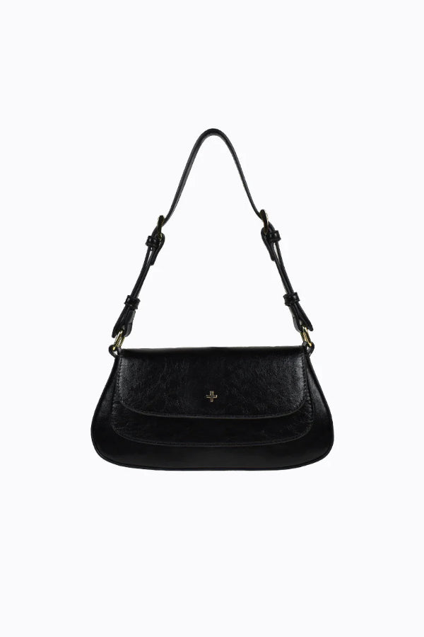 Nikki Shoulder Bag Black Crinkle Gold