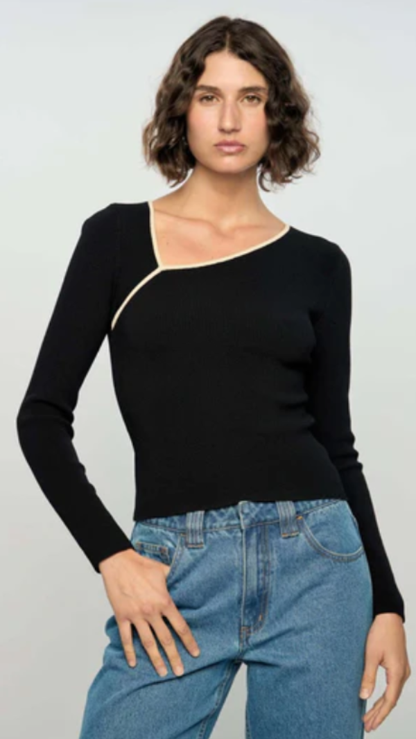 Noelle Knit Top Black/Cream