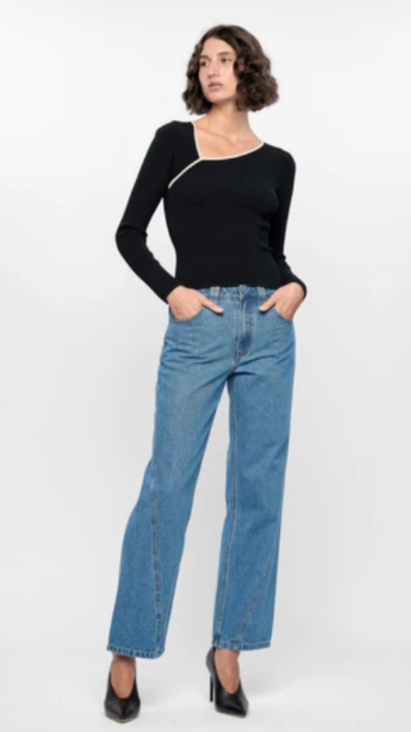 Noelle Knit Top Black/Cream