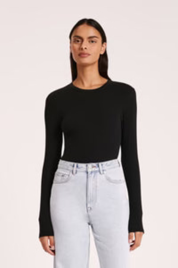 Organic Rib LS Tee Black