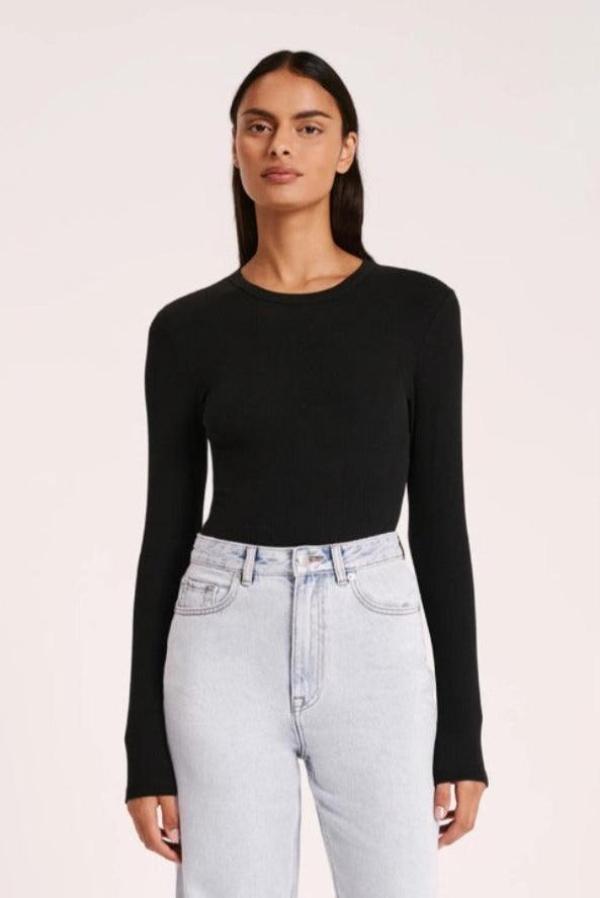 Organic Rib LS Tee Black