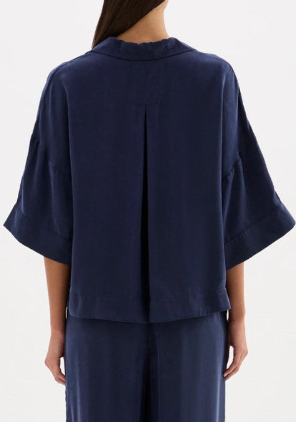 Rika SS Cupro Shirt Midnight
