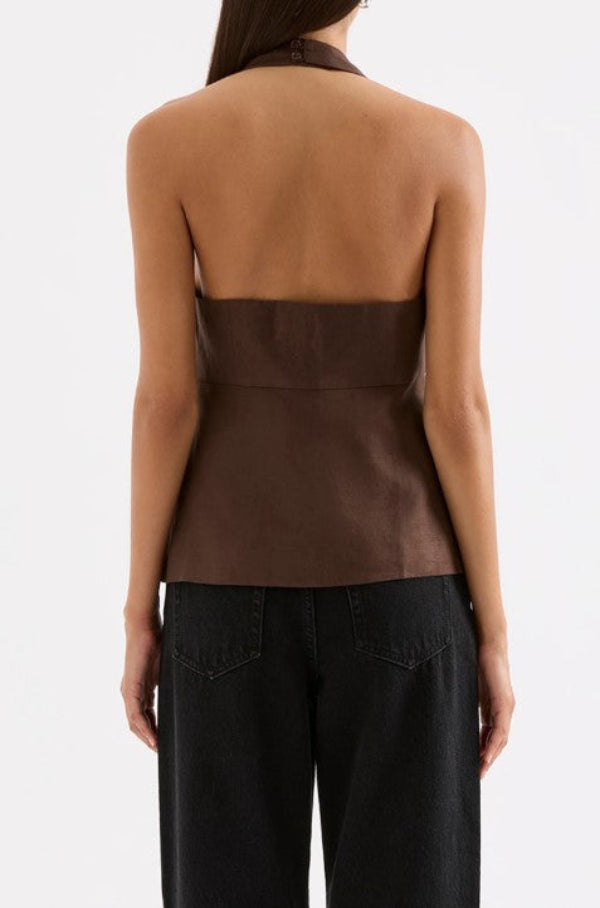 Zayda Linen Vest Chocolate