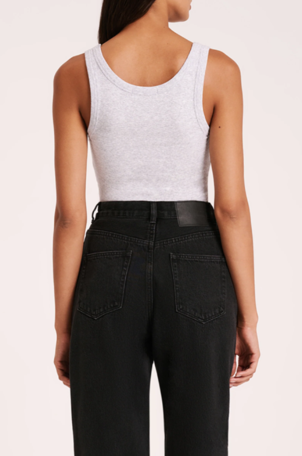 Nude Lucy Organic Rib Singlet Grey Marle