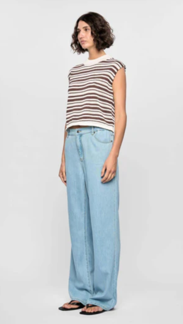 Palmer Stripe Knit Tank White Espresso