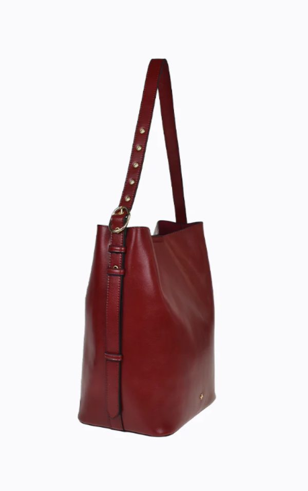 Peta + Jain Asher Buckle Tote Burgundy / Gold