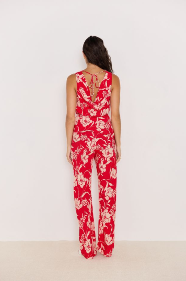 Poppy Cowl Neck Top Red Floral