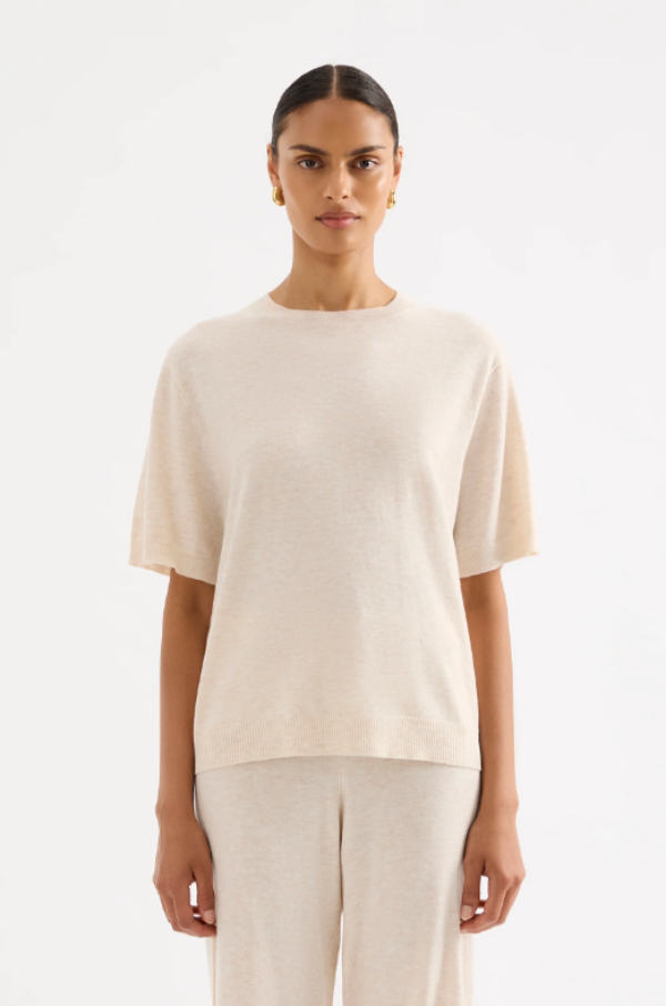 Rae Knit Tee Cream Marle