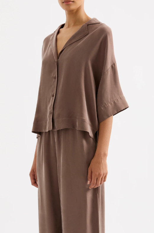 Rika SS Cupro Shirt Chestnut