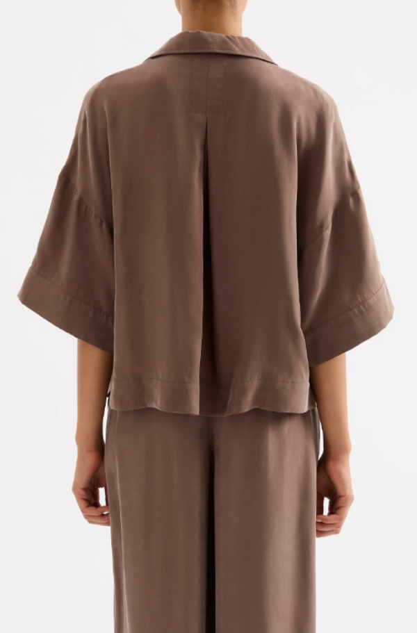 Rika SS Cupro Shirt Chestnut