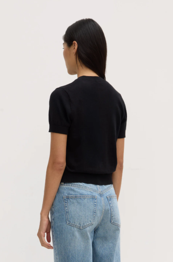 Semra Cotton Cashmere Short Sleeve Cardigan Black