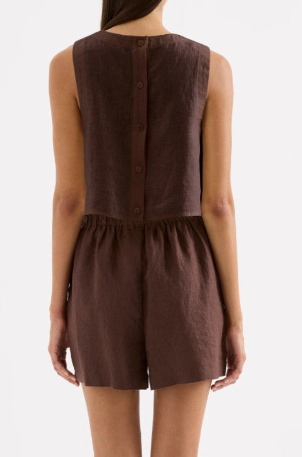 Sian Linen Top Chocolate