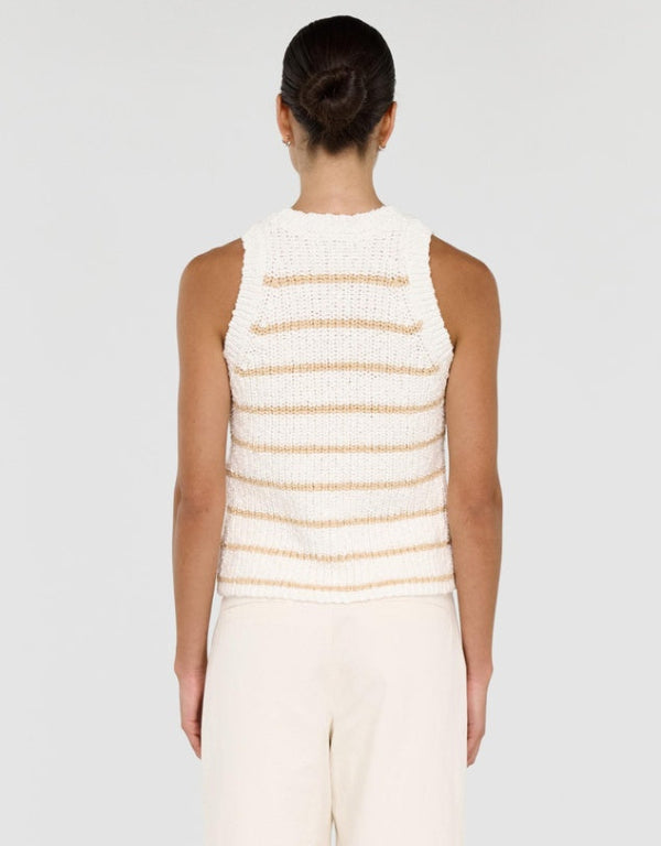 Cove Stripe Knit Tank White