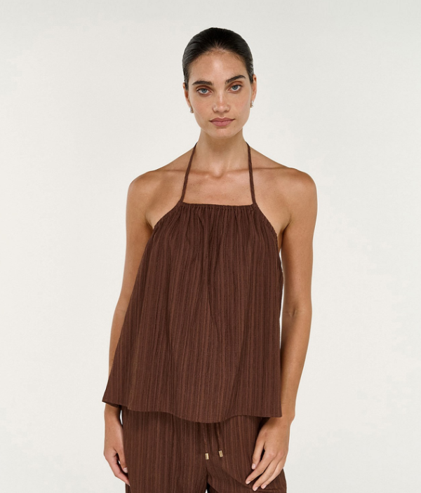 Delphira Halter Top Chocolate