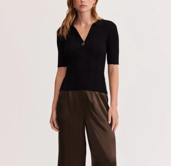 Staple The Label Nova Polo Knit Top Black