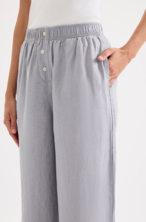 Lounge Linen Crop Pant Storm