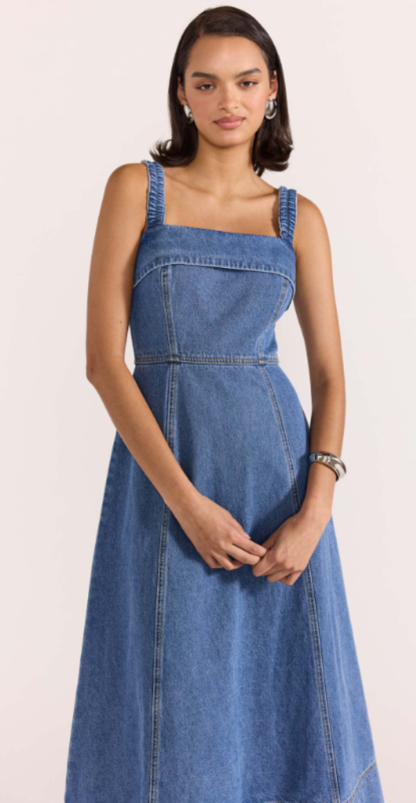 Tate Denim Midi Dress Mid-Blue