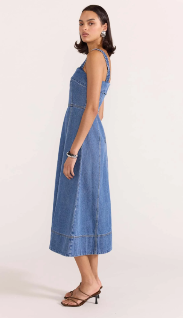 Tate Denim Midi Dress Mid-Blue
