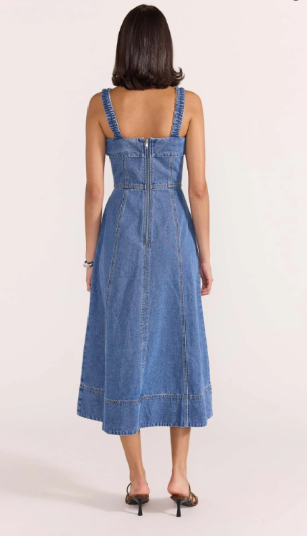 Tate Denim Midi Dress Mid-Blue