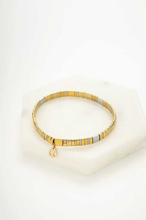 Tile Bracelet Silver Gold