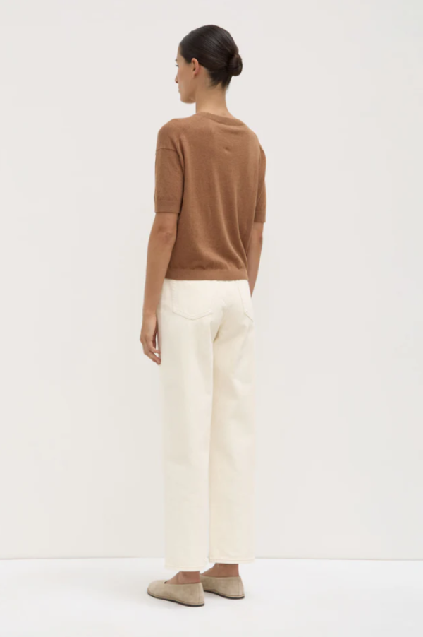 Vanya Cotton Cashmere Boxy Knit Tee Bronze