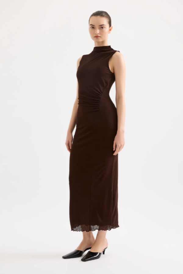 Winston Mesh Maxi Dress Raisin