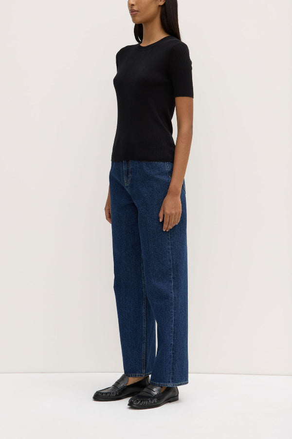 Amira Knit Short Sleeve Tee Black