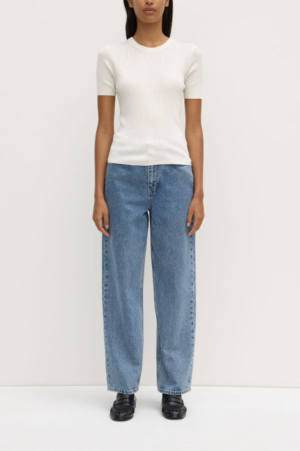 Amira Knit Short Sleeve Tee Antique White