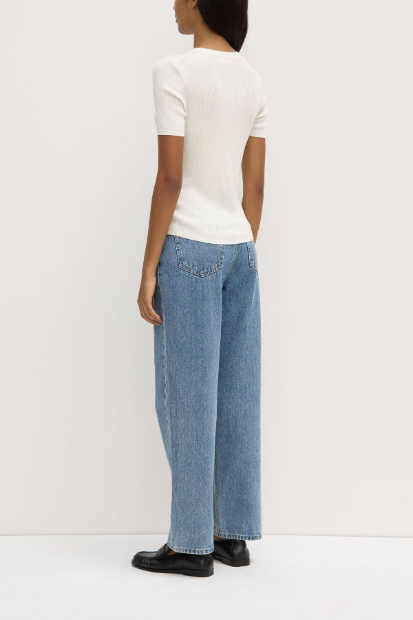 Amira Knit Short Sleeve Tee Antique White