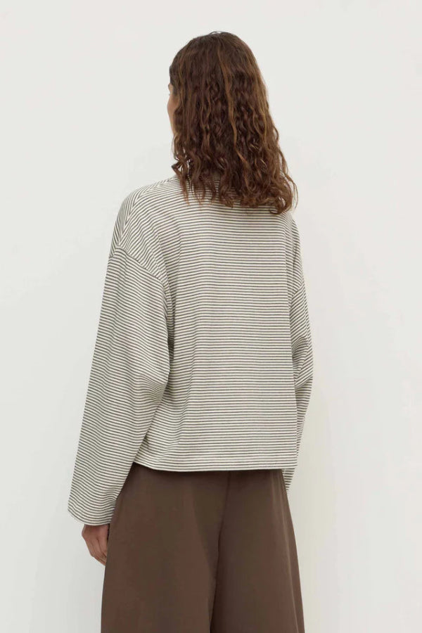 Malone Cropped Stripe Long Sleeve Tee Cream Black