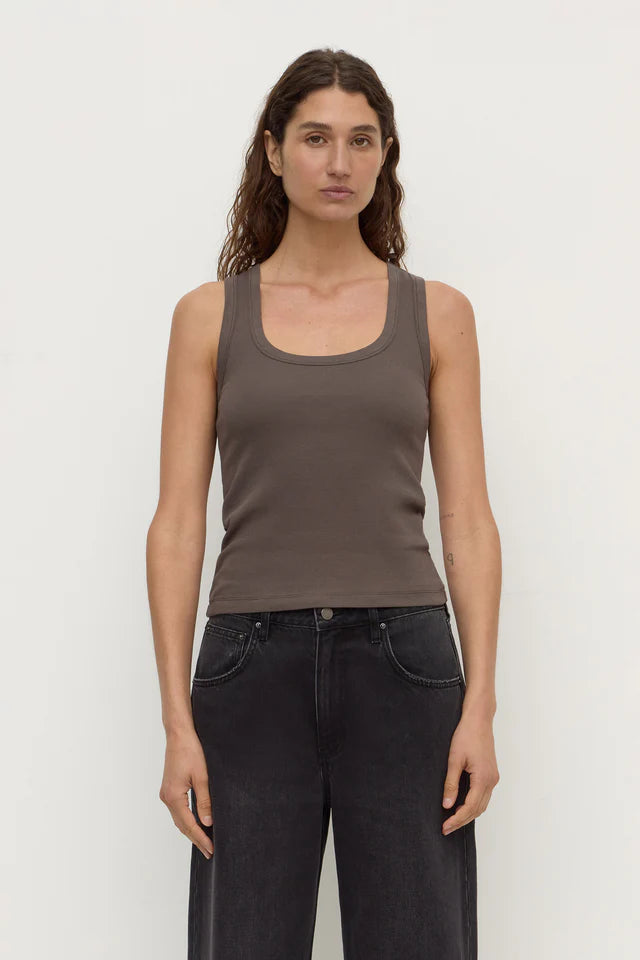 Robyn Scoop Neck Rib Tank Bark