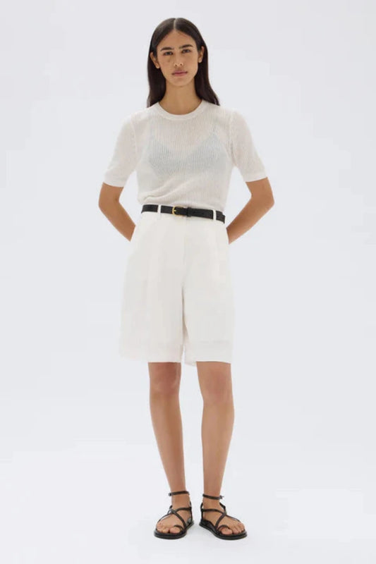 Belle Knit Short Sleeve Tee Cream