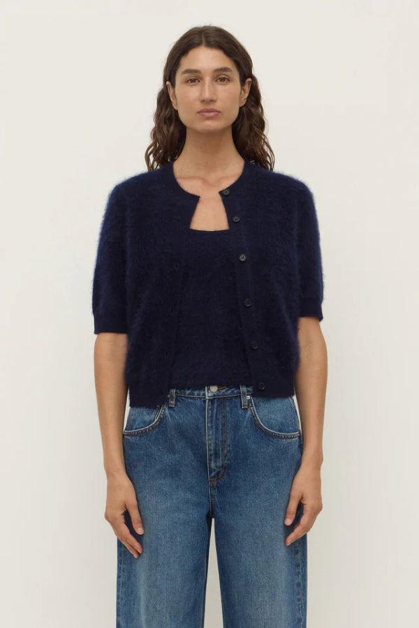 Carina Wool Short Sleeve Cardigan True Navy