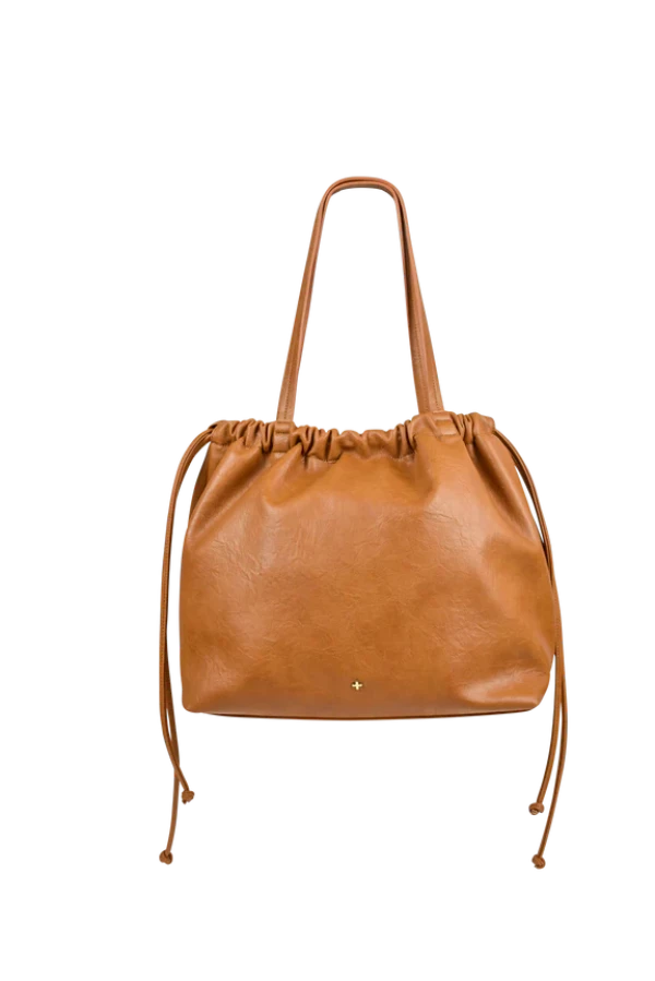 Nadia Drawstring Tote Tan Gold