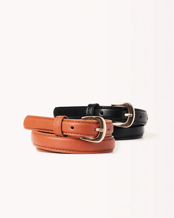 Elise Belt 2-Pack Black Tan Gold