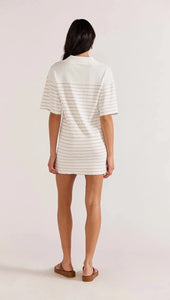 Staple The Label Kiana Stripe Knit Polo Dress White