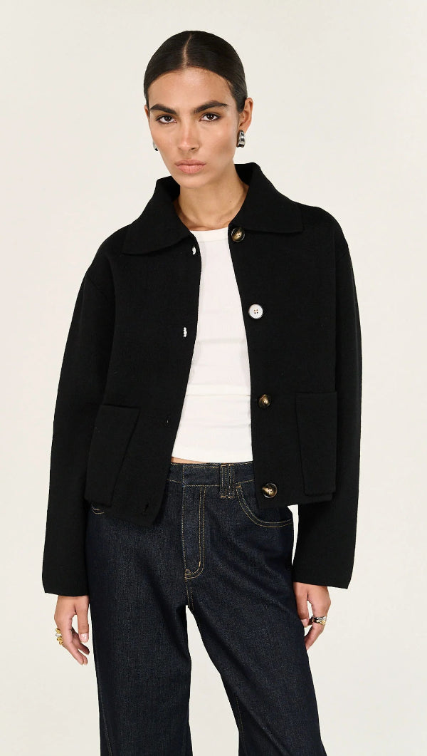 Aura Knit Barn Jacket Black
