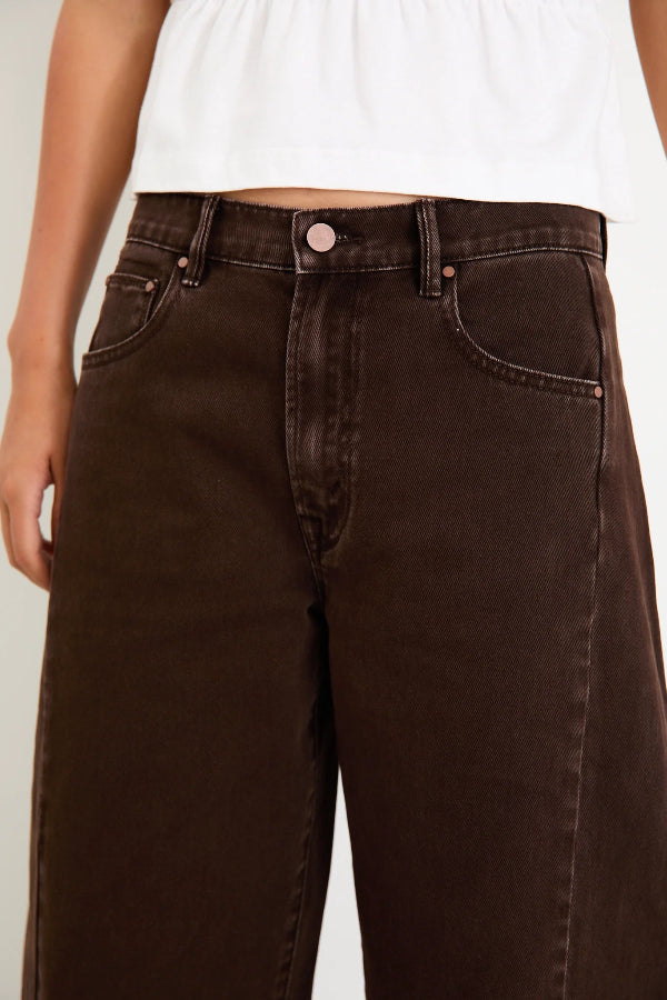 Varsity Chocolate Forward Seam Barrel Jeans