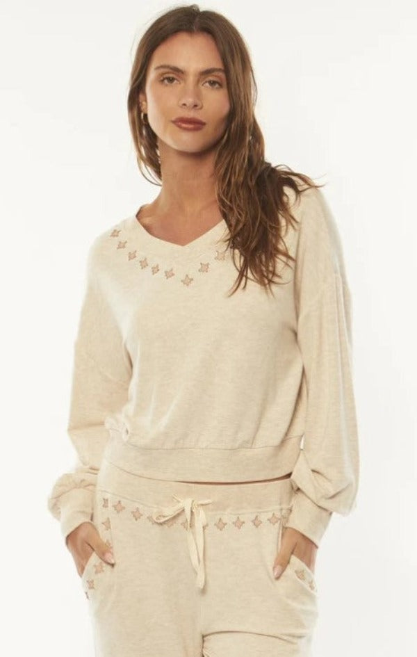 Amuse Society Cadence LS Fleece Oatmeal Heather