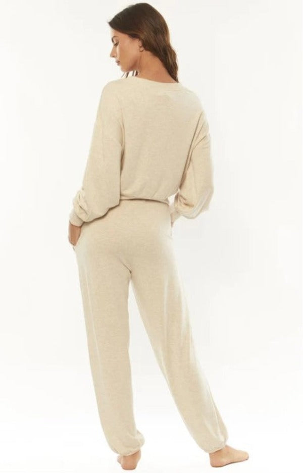 Amuse Society Mylie Fleece Pant Oatmeal Heather