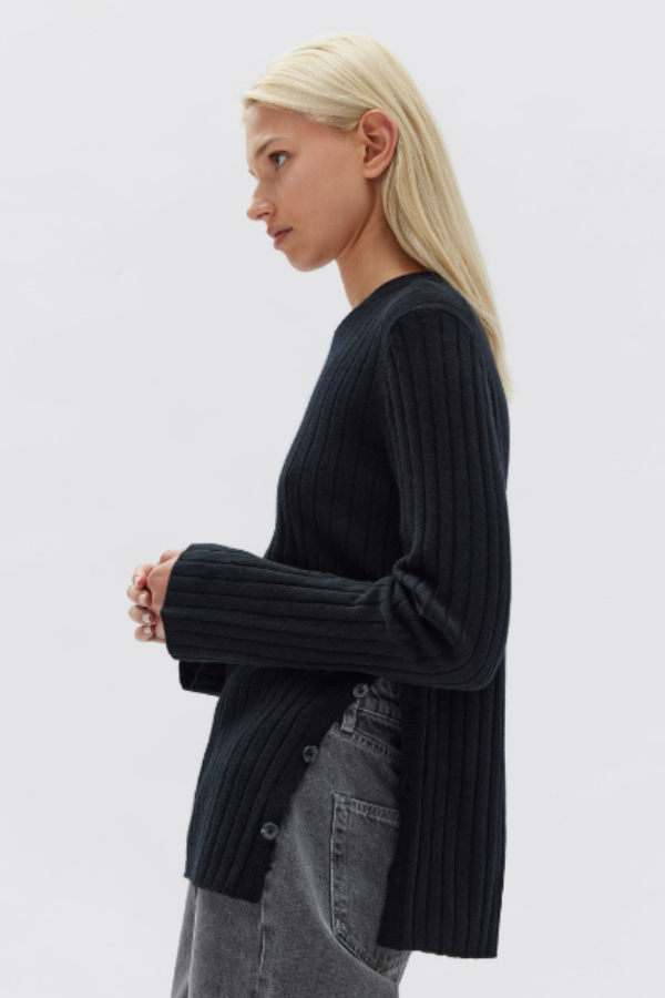 Assembly Label Adria Wool Cashmere Knit Long Sleeve Top Black
