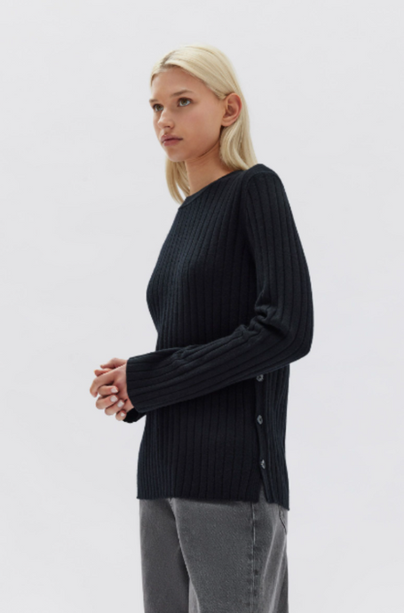 Assembly Label Adria Wool Cashmere Knit Long Sleeve Top Black