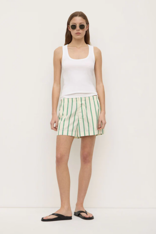 Agnes Stripe Short Butter/Bright Green