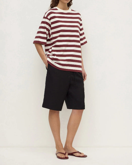 Arla Cotton Stripe Short Sleeve Tee Raisin Cream Stripe