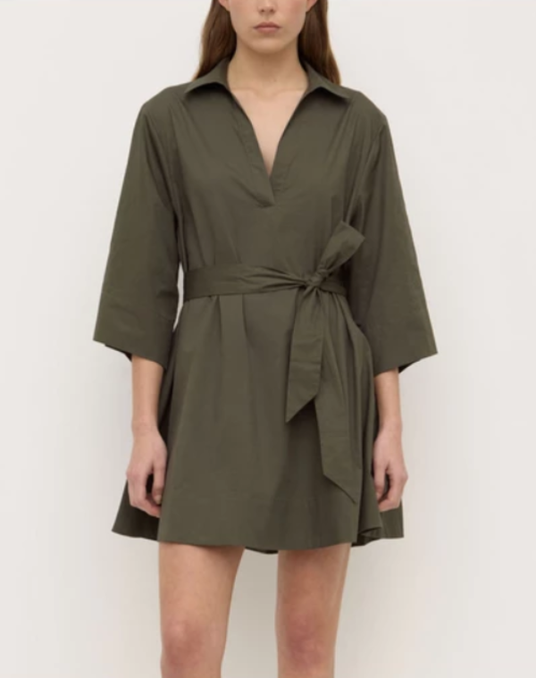 Claire Mini Shirt Dress Moss
