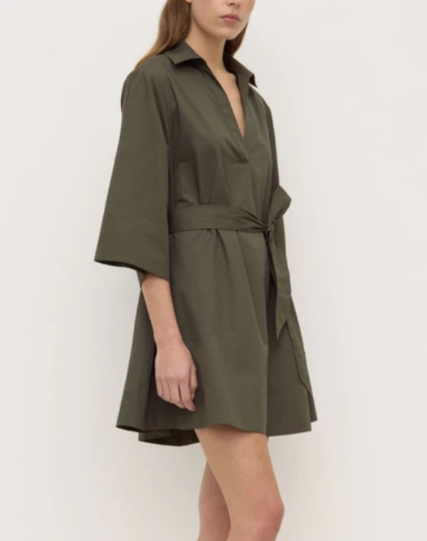 Claire Mini Shirt Dress Moss