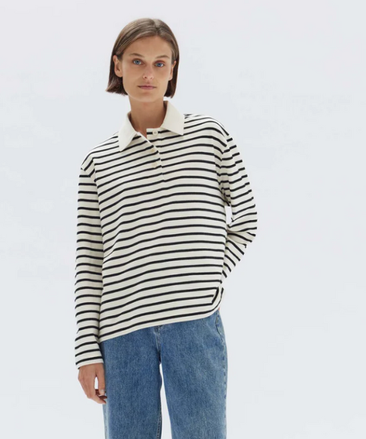 Assembly Label Devon Jersey Polo Top Ink/White