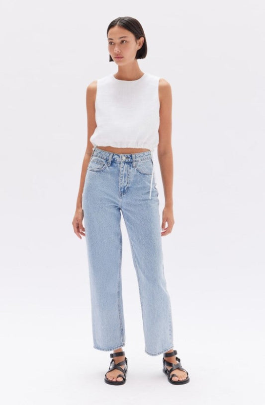 Assembly Label Fleur Rouched Linen Top White