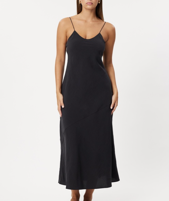 Heather Silk Blend Maxi Dress Black